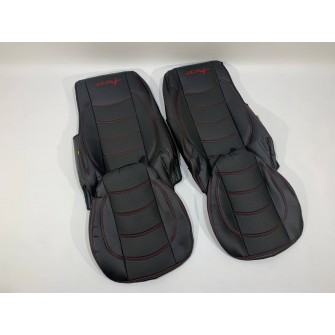 Набор чехлов для сидений DAF XF E6 черного цвета с красной нитью