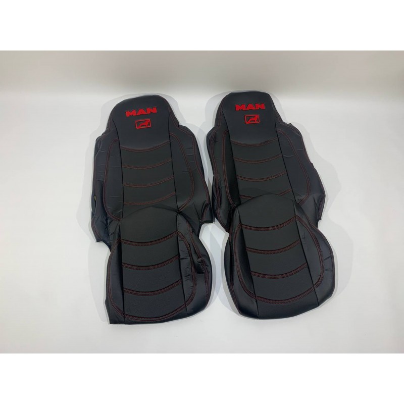 Набор чехлов для сидений MAN TGA 460-480 XXL чёрного цвета с красной нитью