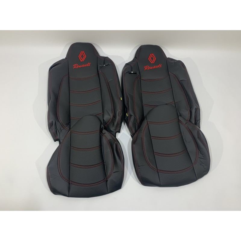 Набор чехлов для сидений RENAULT RANGE T460 E6 чёрного цвета с красной нитью
