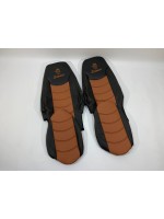 Набор чехлов для сидений SCANIA R-G 420 (высокое и низкое) из эко кожи черного цвета с коричневыми вставками