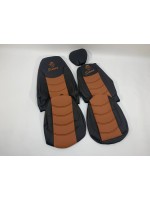 Набор чехлов для сидений SCANIA R-G 420 (все низкие) из эко кожи черного цвета с коричневыми вставками
