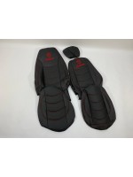 Набор чехлов для сидений SCANIA R-G 420 (все низкие) из эко кожи черного цвета с прошивкой красной нитью