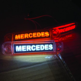 Габаритный фонарь светодиодный белый 24В с надписью Mercedes