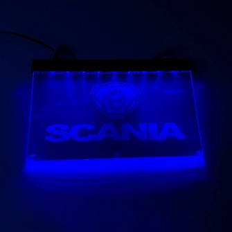 Табличка декоративная светодиодная с логотипом и надписью SCANIA