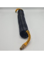 Шланг пневматический полиуретановый спиральный черный с желтыми наконечниками 6,5 м М16*1,5