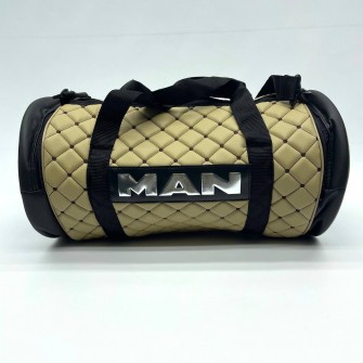 Сумка с логотипом "MAN" Бежевая из экокожи 500х230