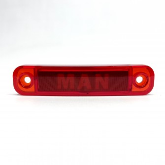 Габаритный фонарь светодиодный красный 24В с надписью MAN