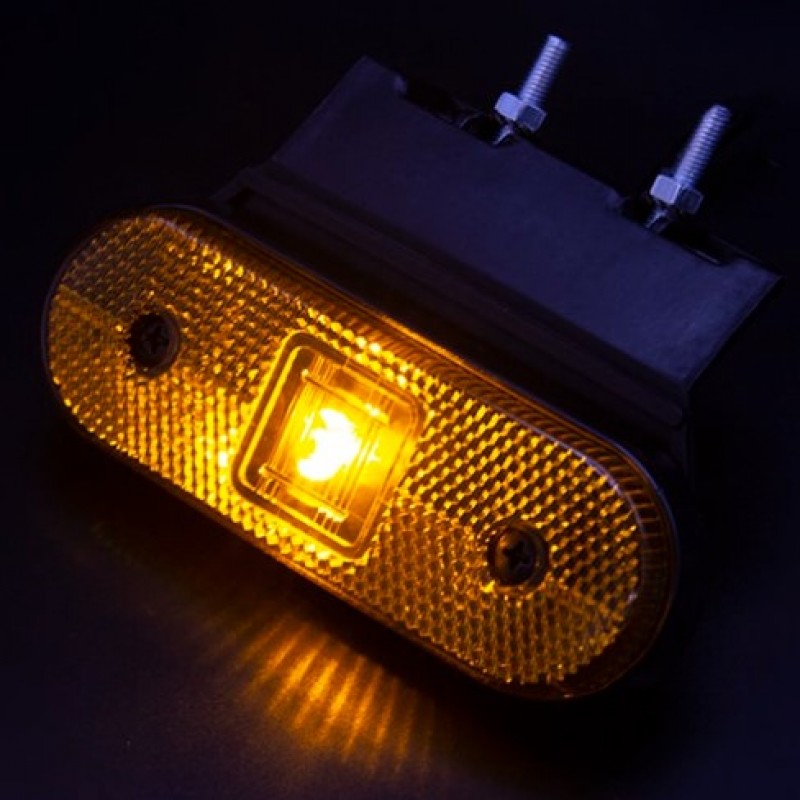 Боковой габаритный фонарь с кронштейном Жёлтый LED 24V