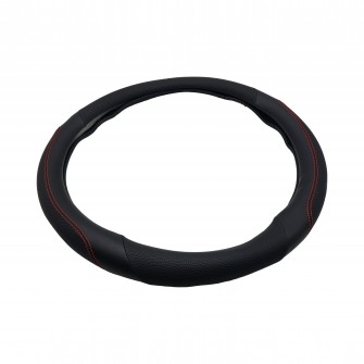 Чехол для руля эко-кожа с красной строчкой 450 мм