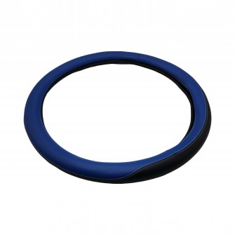 Чехол для руля эко-кожа с синей вставкой 450 мм