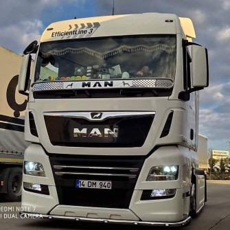 Накладка под лобовое стекло из нержавейки "Мухобойка" MAN TGX E6