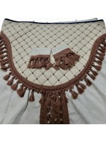 Шторы для спальника вельвет и эко-кожа Бежевые