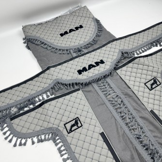 Комплект штор эко-кожа "MAN" Серый PREMIUM