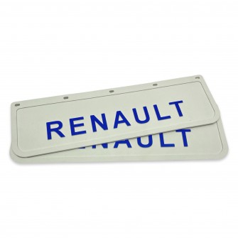 Брызговик на крыло с синей надписью "RENAULT" Белый (600X180)