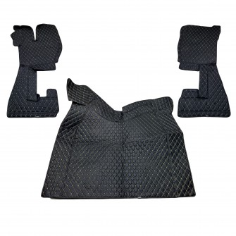 Килимок 3Д Еко-шкіра VOLVO FH 2002 -2008 чорний-бежева строчка