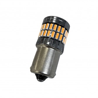 Лампочка автомобильная 54 LED BA15s (P21W) 12-24V желтая смещенная