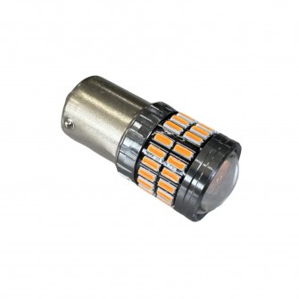 Лампочка автомобильная 54 LED BA15s (P21W) 12-24V желтая смещенная