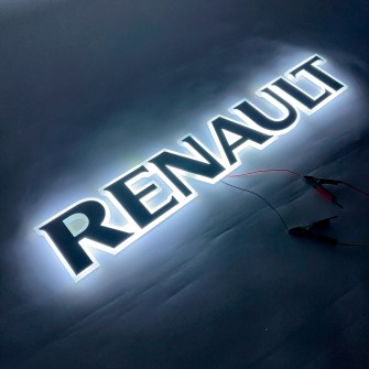 Буквы-эмблема с подсветкой на капот Renault белые