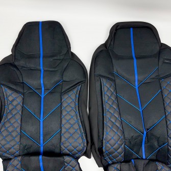 Чехлы на сиденье MAN TGX - TGS синие с подушкой