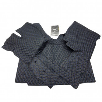 Килимок 3Д Еко-шкіра VOLVO FH Euro 6 з 2012 Чорний-синя строчка
