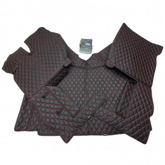 Килимок 3Д Еко-шкіра VOLVO FH Euro 6 з 2012 Чорний-червона строчка
